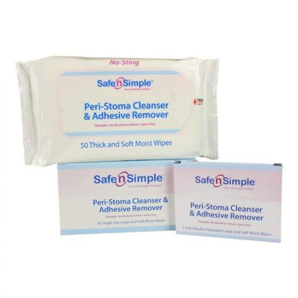 Safen’SimpleNo-StingPeri-StomaCleanser&AdhesiveRemoverWipe–(5″x7″Packof50)_pr_15808