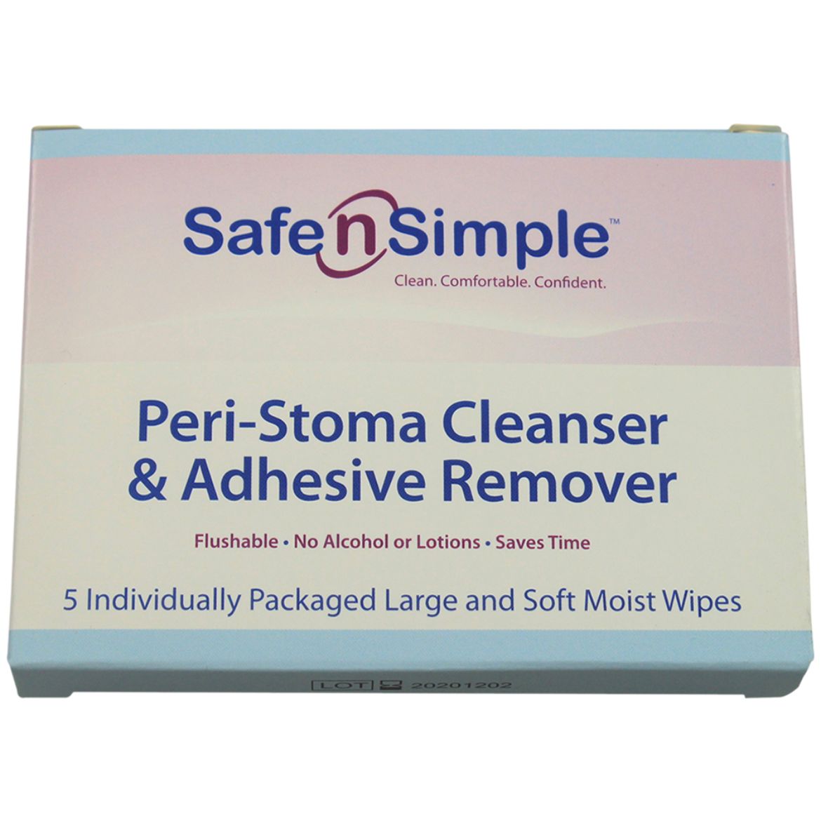 Safen’SimpleNo-StingPeri-StomaCleanser&AdhesiveRemoverWipe(5″x7″Boxof5)_pr_15821