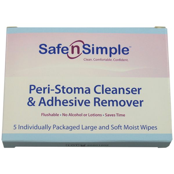 Safen’SimpleNo-StingPeri-StomaCleanser&AdhesiveRemoverWipe(5″x7″Boxof5)_pr_15821